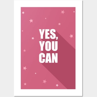 Yes you can, Positive poster, Motivation, Indie art print, Kidcore decor, Colorful decor, Pink aesthetic Posters and Art